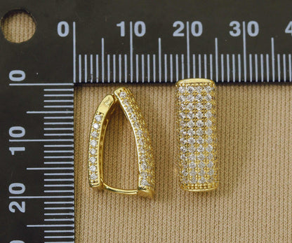 CZ Pave Triangle Shape Earrings, Sku#Y611