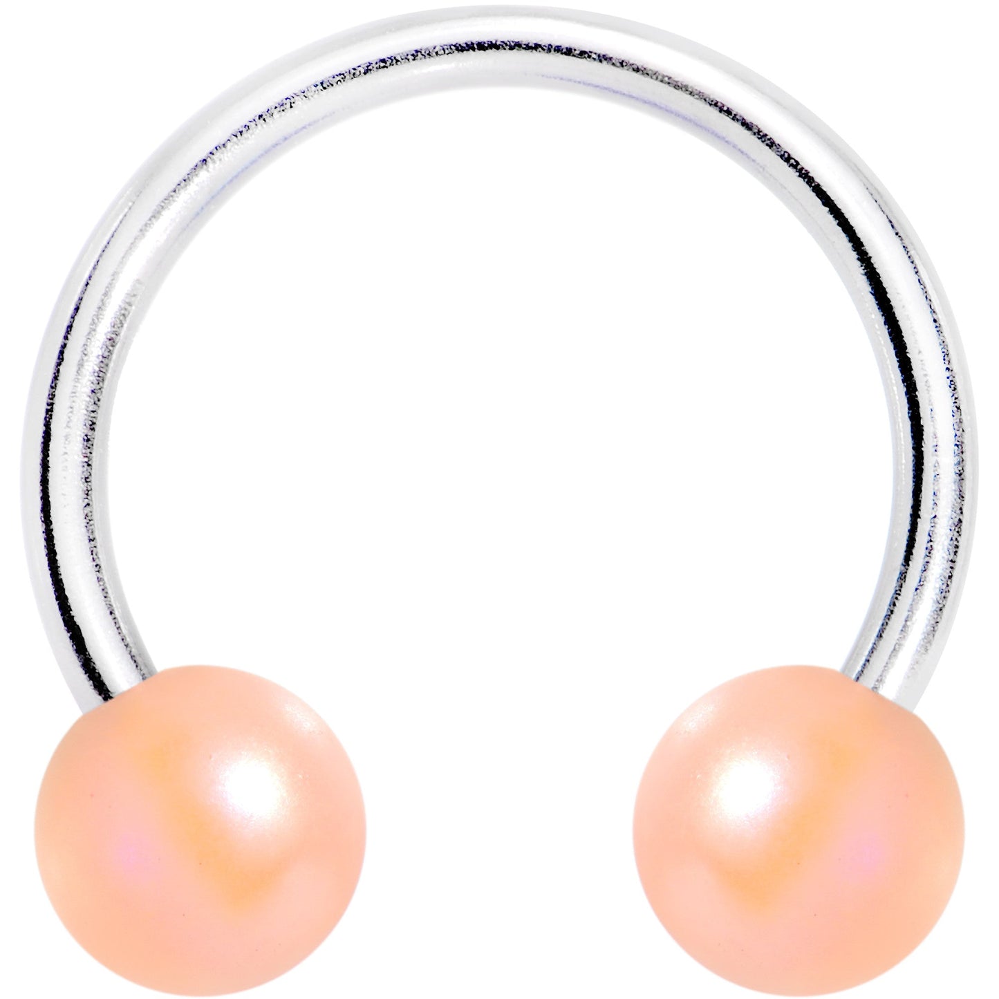 Matte Iridescent 6mm Peach Acrylic Ball Horseshoe Circular Barbell BodyCandy
