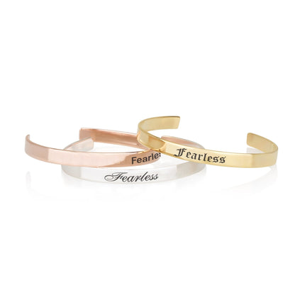 Fearless Engraved Cuff Bracelet