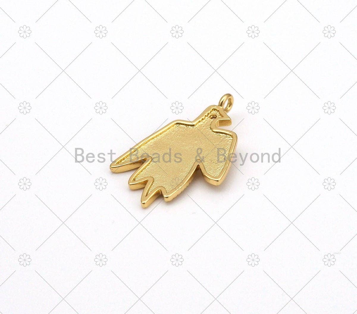 Eagle with Clear CZ Eye Hand Shape Pendant, 18K Gold Filled Flat Eagle Charm,Necklace Bracelet Charm Pendant,18x29mm, Sku#Y513