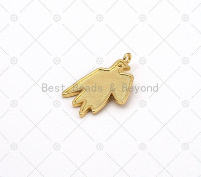 Eagle with Clear CZ Eye Hand Shape Pendant, 18K Gold Filled Flat Eagle Charm,Necklace Bracelet Charm Pendant,18x29mm, Sku#Y513