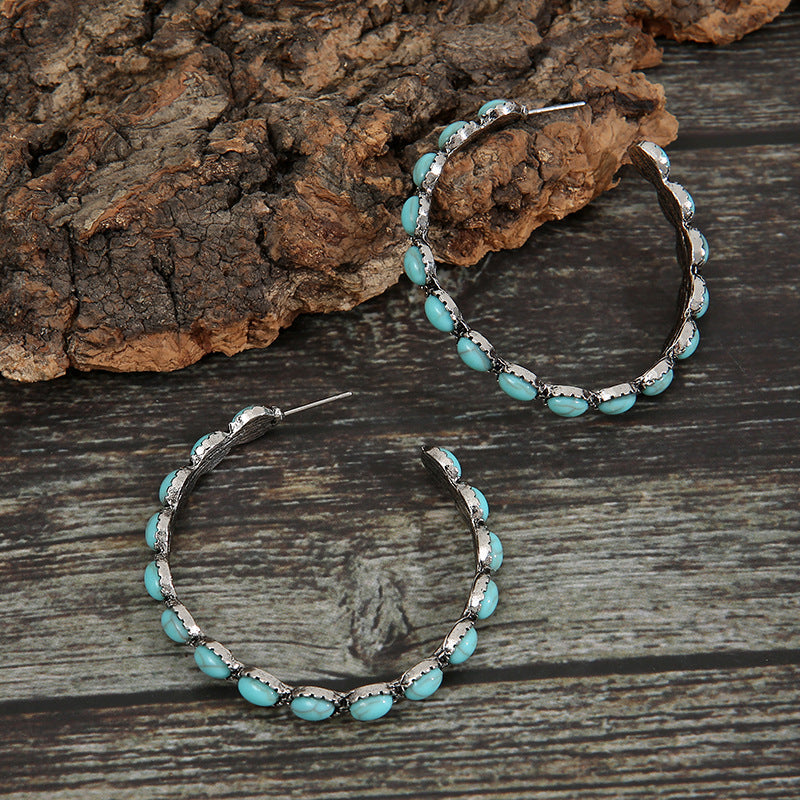 Turquoise C-Hoop Earrings Bumpkin Ranchwear