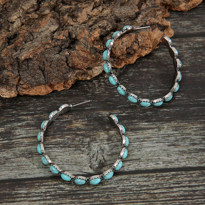 Turquoise C-Hoop Earrings Bumpkin Ranchwear
