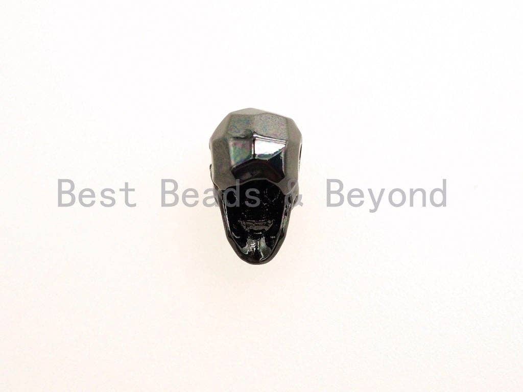 CZ Pave Faceted Black Eye Skull Head Beads,  Micro Pave Antique Skull Spacer Beads, Men's Bracelet Making Charm, Pave Beads, 12mm, sku#Y97