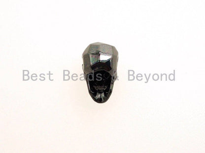 CZ Pave Faceted Black Eye Skull Head Beads,  Micro Pave Antique Skull Spacer Beads, Men's Bracelet Making Charm, Pave Beads, 12mm, sku#Y97