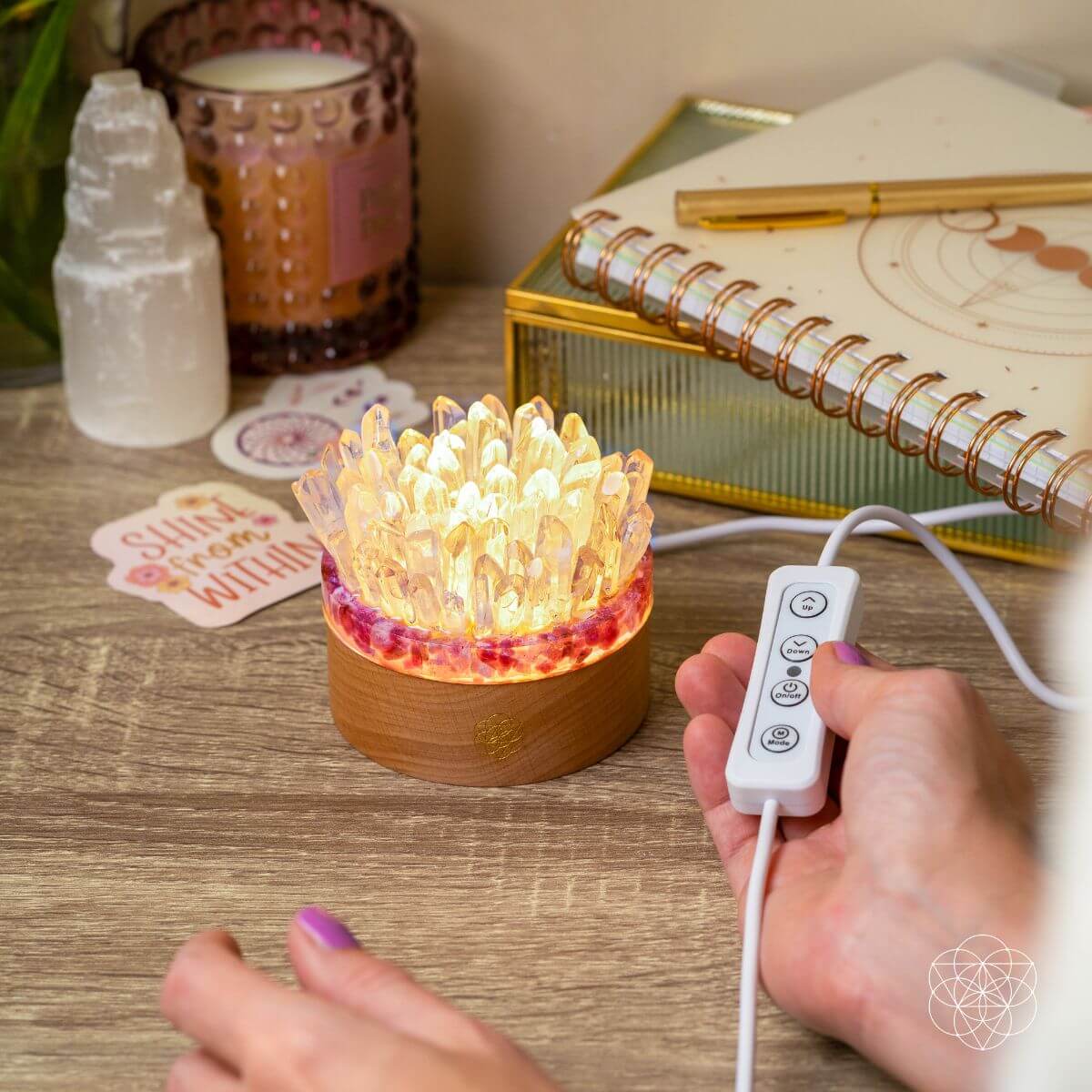 Find My Peace - Quartz & Tourmaline Lamp of Blooming Tranquility Conscious Items