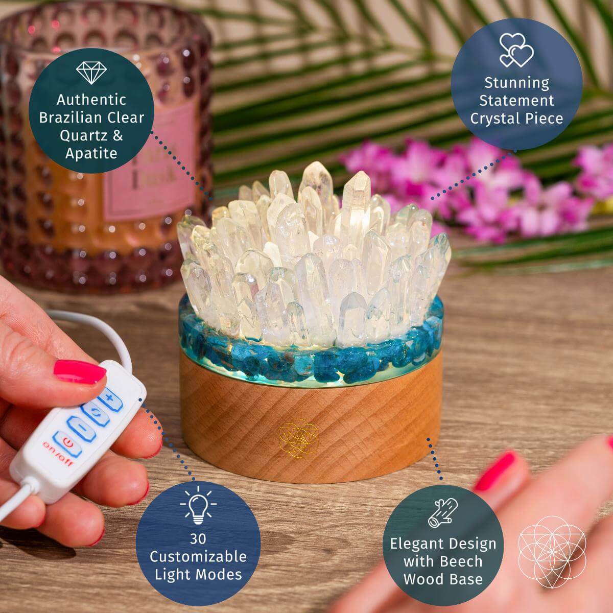 Find My Voice - Quartz & Apatite Lamp of Blooming Confidence Conscious Items