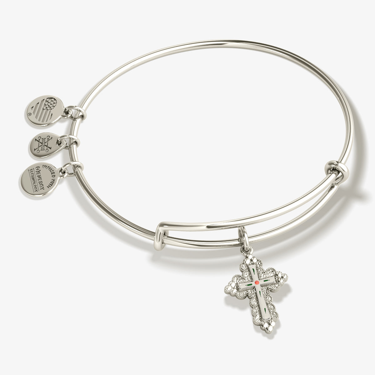 Floral Cross Charm Bangle Bracelet ALEX AND ANI
