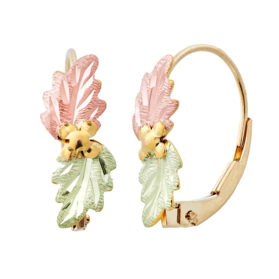 14k Leverback - Black Hills Gold Earrings