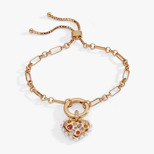 Puffy Heart Gemstone And Pearl Chain Bolo Bracelet ALEX AND ANI