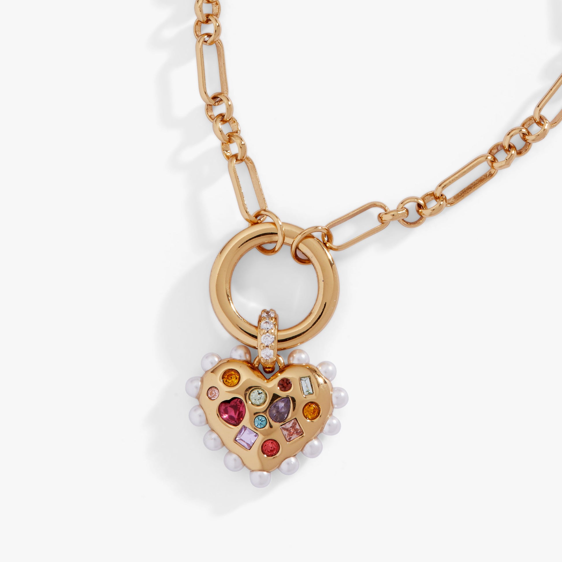 Puffy Heart Gemstone And Pearl Chain Bolo Bracelet ALEX AND ANI
