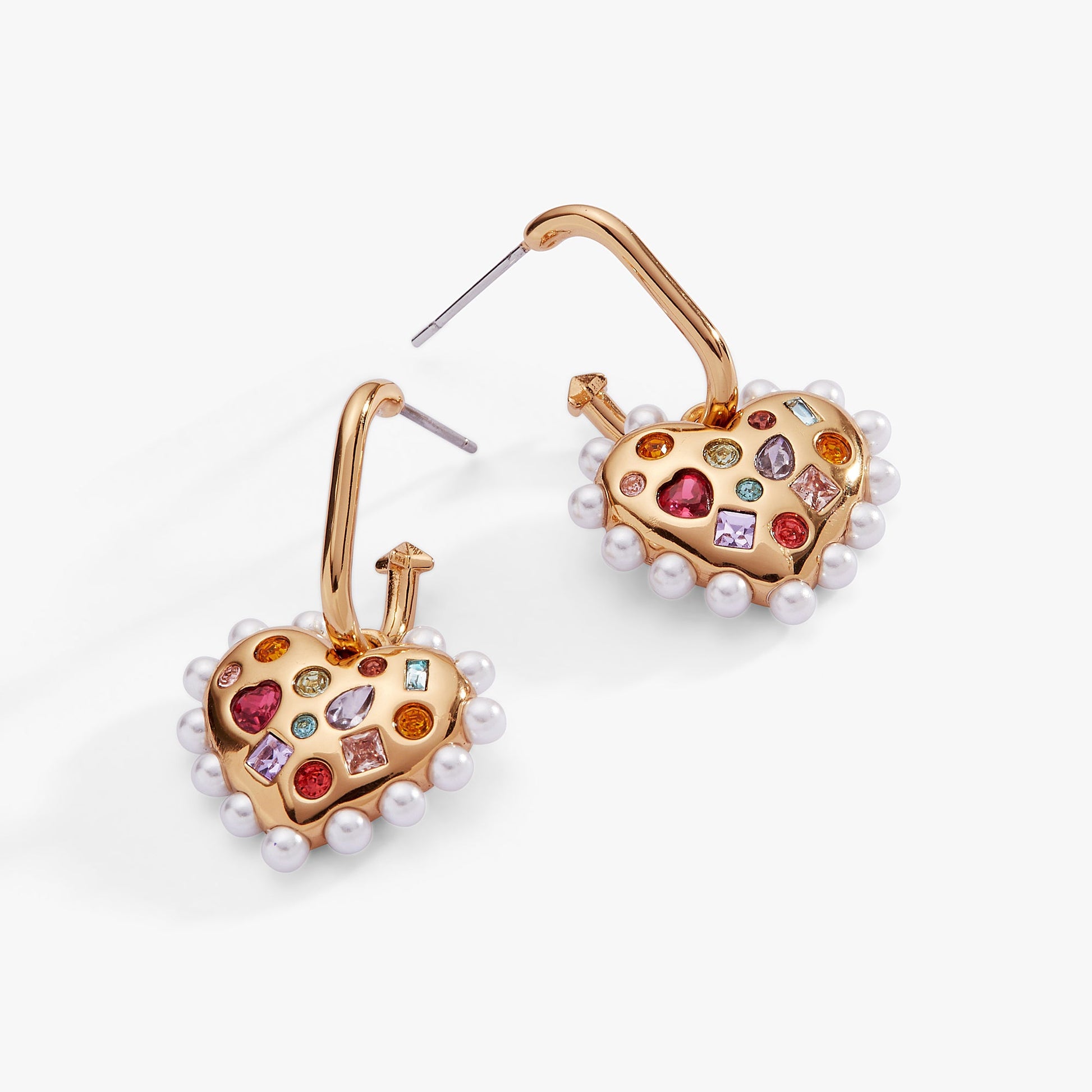 Puffy Heart Gemstone And Pearl Charm Hoop Earrings ALEX AND ANI
