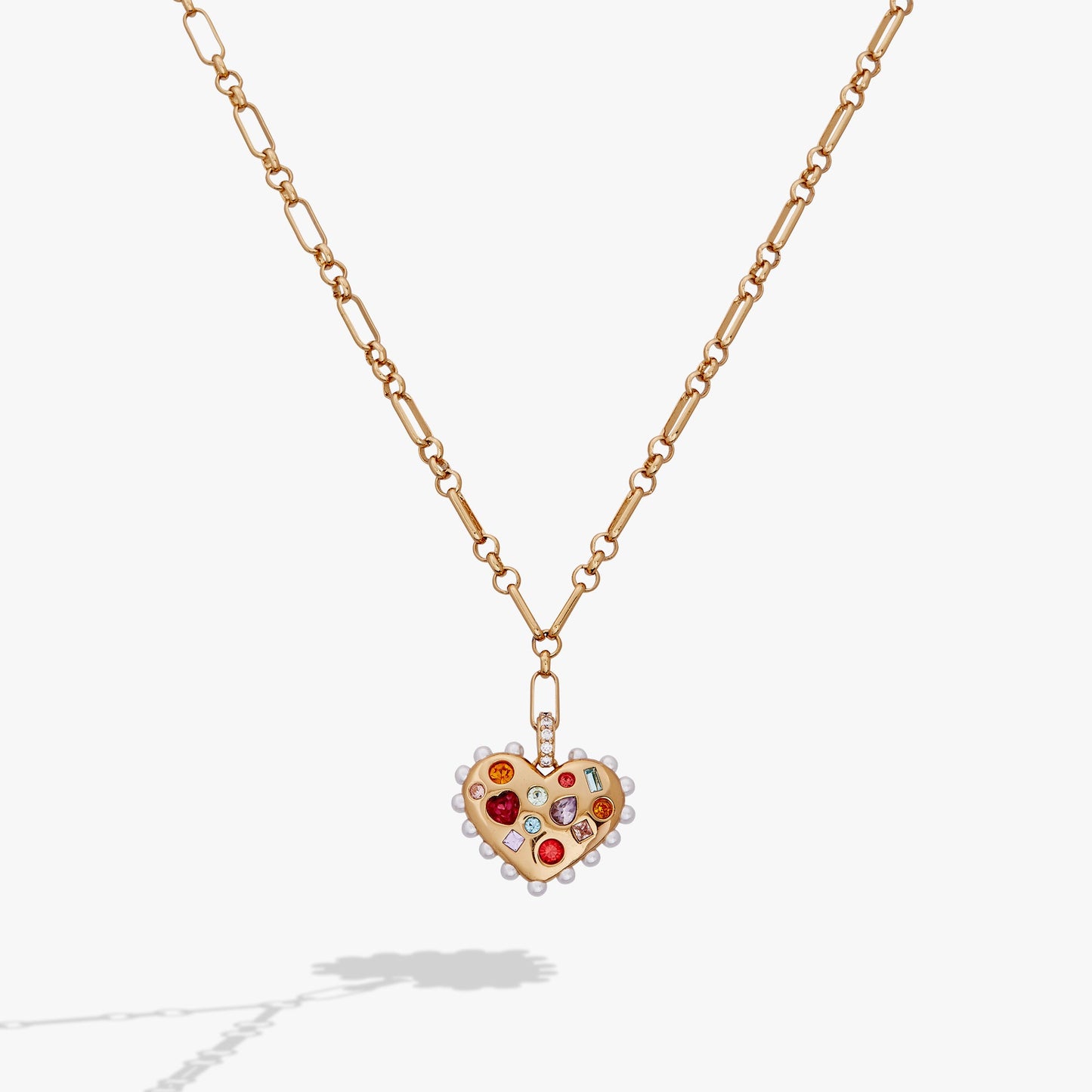 Puffy Heart Gemstone And Pearl Pendant Necklace ALEX AND ANI