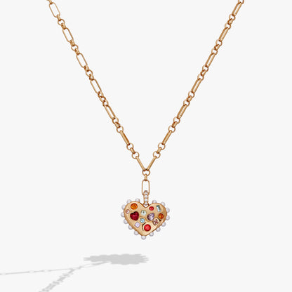 Puffy Heart Gemstone And Pearl Pendant Necklace ALEX AND ANI