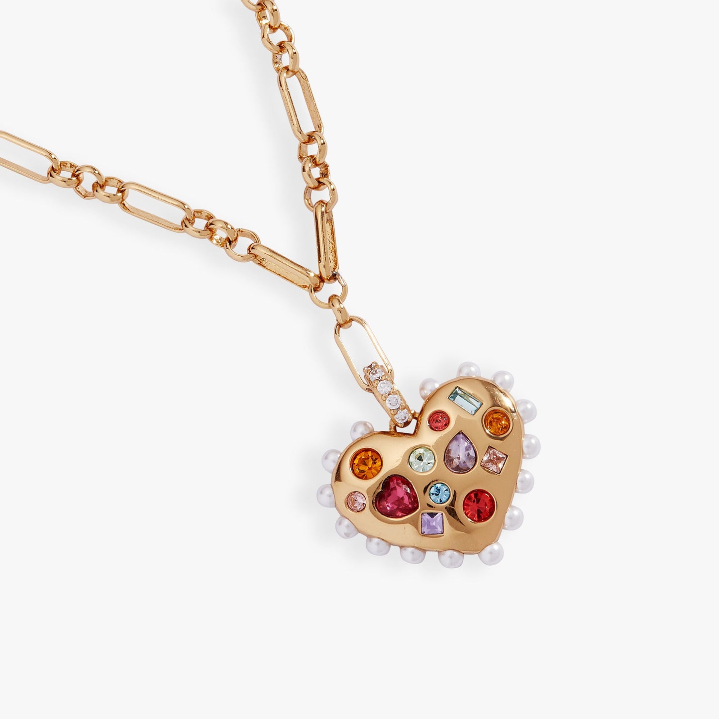 Puffy Heart Gemstone And Pearl Pendant Necklace ALEX AND ANI
