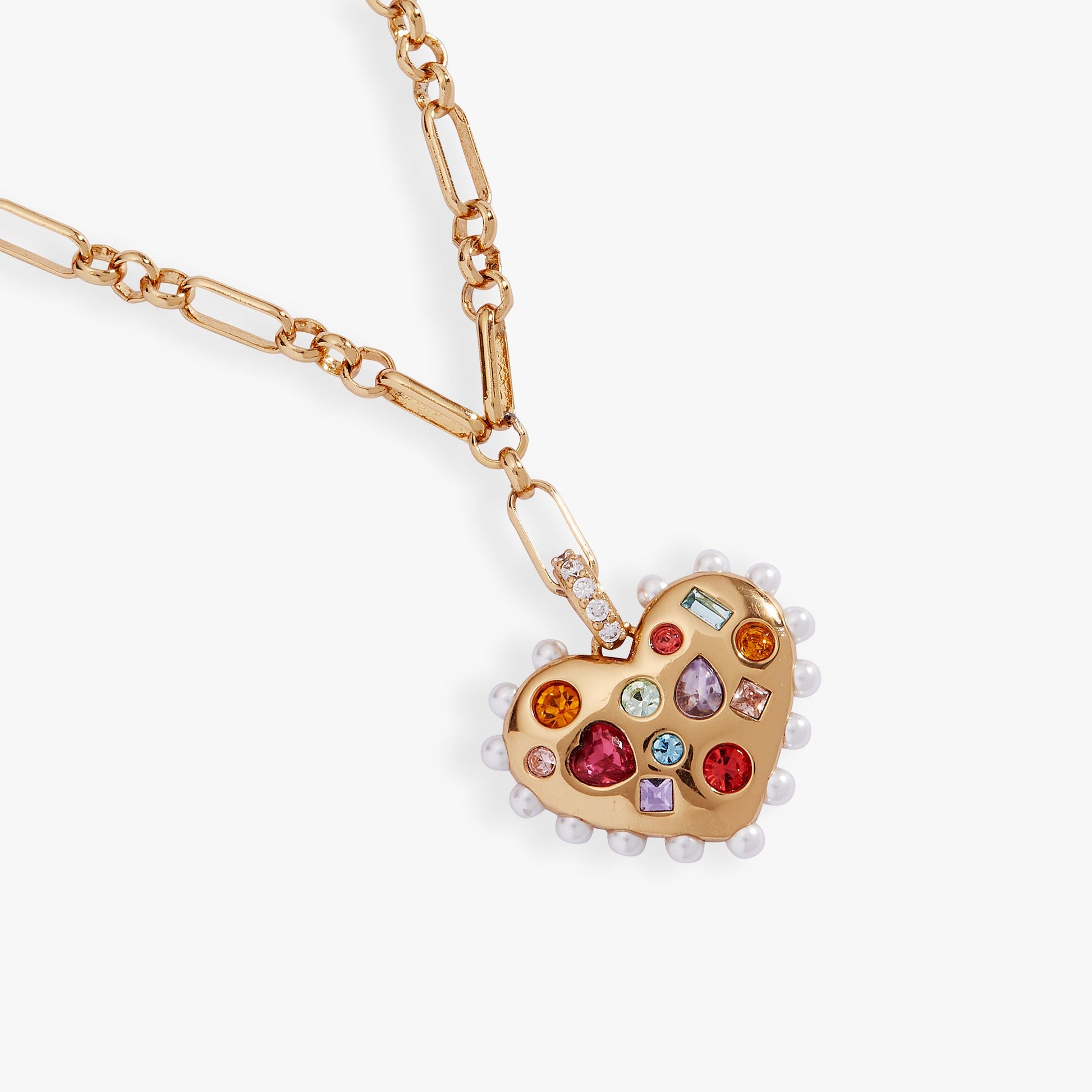 Puffy Heart Gemstone And Pearl Pendant Necklace ALEX AND ANI