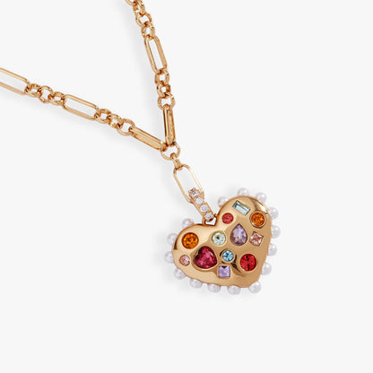 Puffy Heart Gemstone And Pearl Pendant Necklace ALEX AND ANI