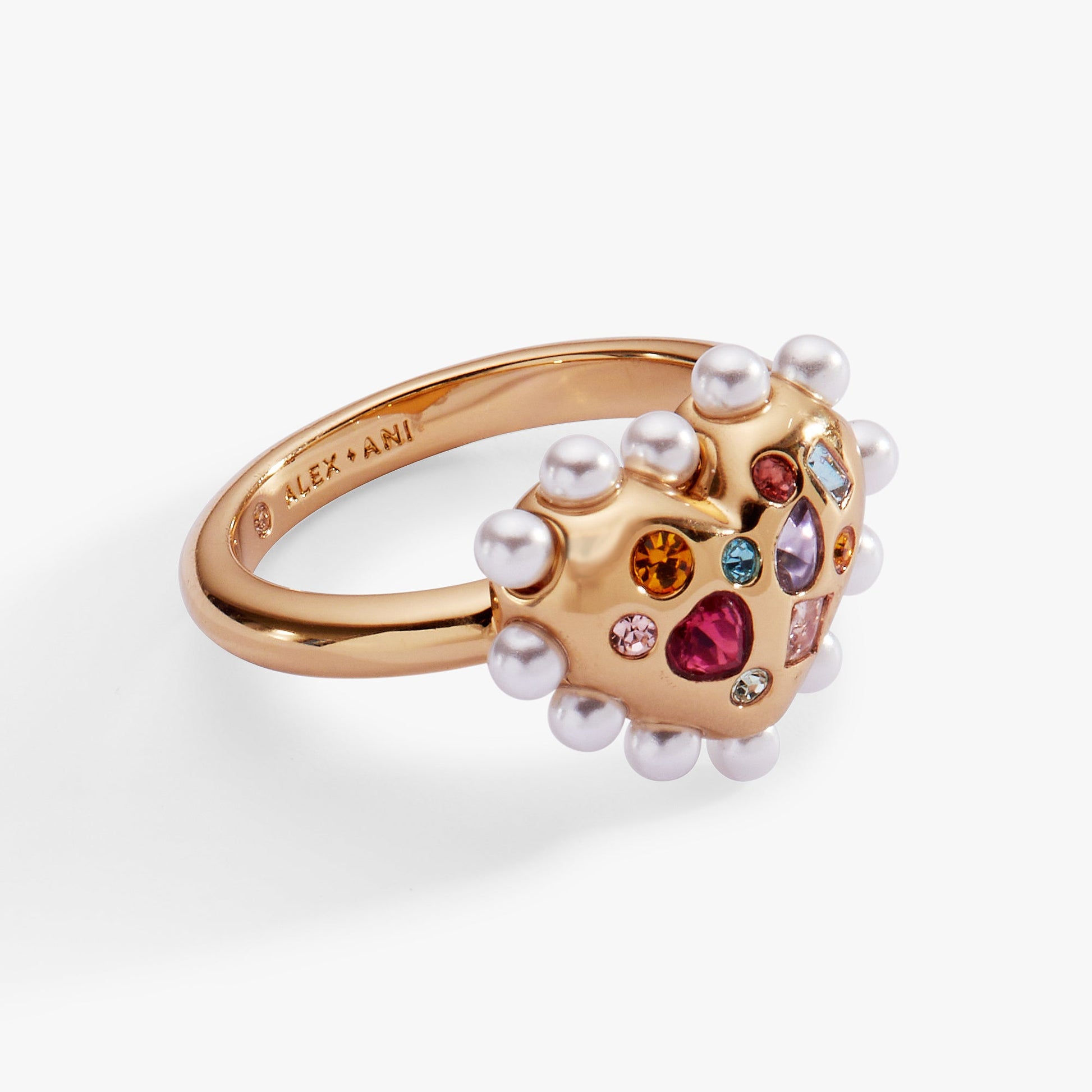 Puffy Heart Gemstone And Pearl Statement Ring ALEX AND ANI