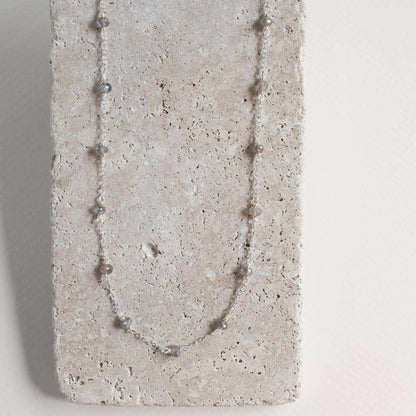 Gold labradorite layering chain necklace with delicate 14k gold plated sterling silver, perfect for layering or wearable as a wrap bracelet