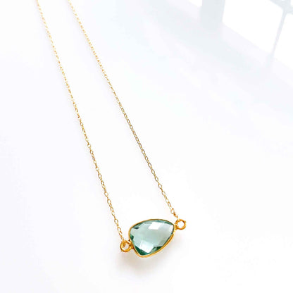 Green Amethyst Minimalist NecklaceSimple, gold necklace with beautiful green amethyst bezel set gemstones. Great for layering.- 16-18" long- Spring ring clasp- 14k gold plated fine Italian sterling sNecklacesPARKEN JEWELRYVettedArcGreen Amethyst Necklace