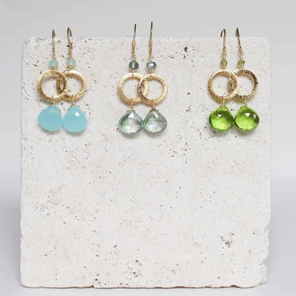 Green Amethyst earrings with rhodium plated sterling silver French hooks, 1.5 inches long