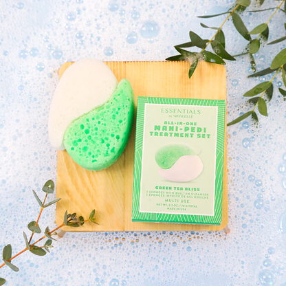 Green Tea Bliss Mani-Pedi Treatment Set | Essentials Spongellé