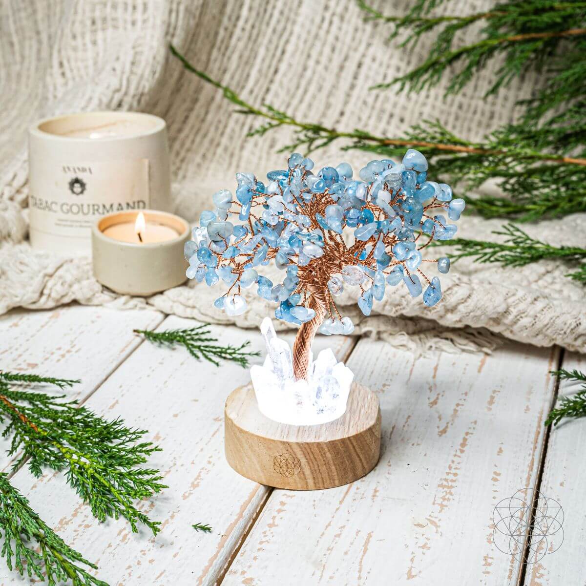 Guardian Angel Lamp of Protection - Aquamarine Tree Conscious Items
