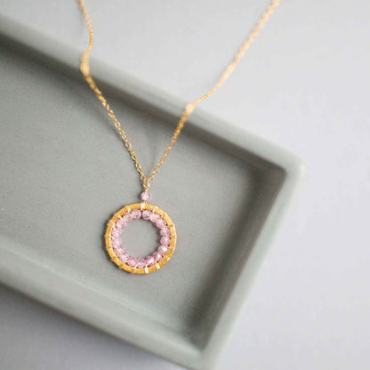Halo Mini Gold Pendants with sparkling gems on 14k gold plated adjustable chain in gift box