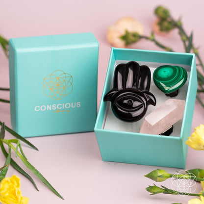 Hamsa Hand of Safe Travels: Aromatherapy Crystal Car Kit Conscious Items