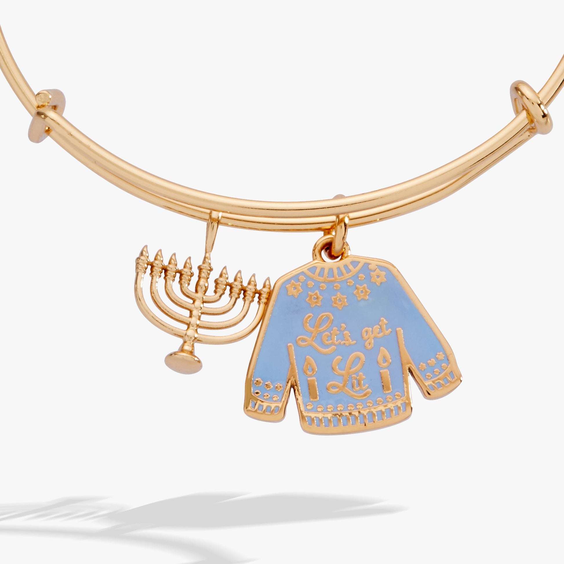 Hanukkah 'Let's Get Lit' Ugly Sweater & Menorah Bangle ALEX AND ANI