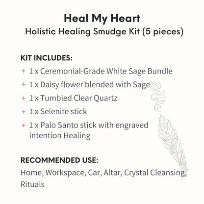 Heal My Heart - Holistic Healing Smudge Kit (5 pieces) Conscious Items