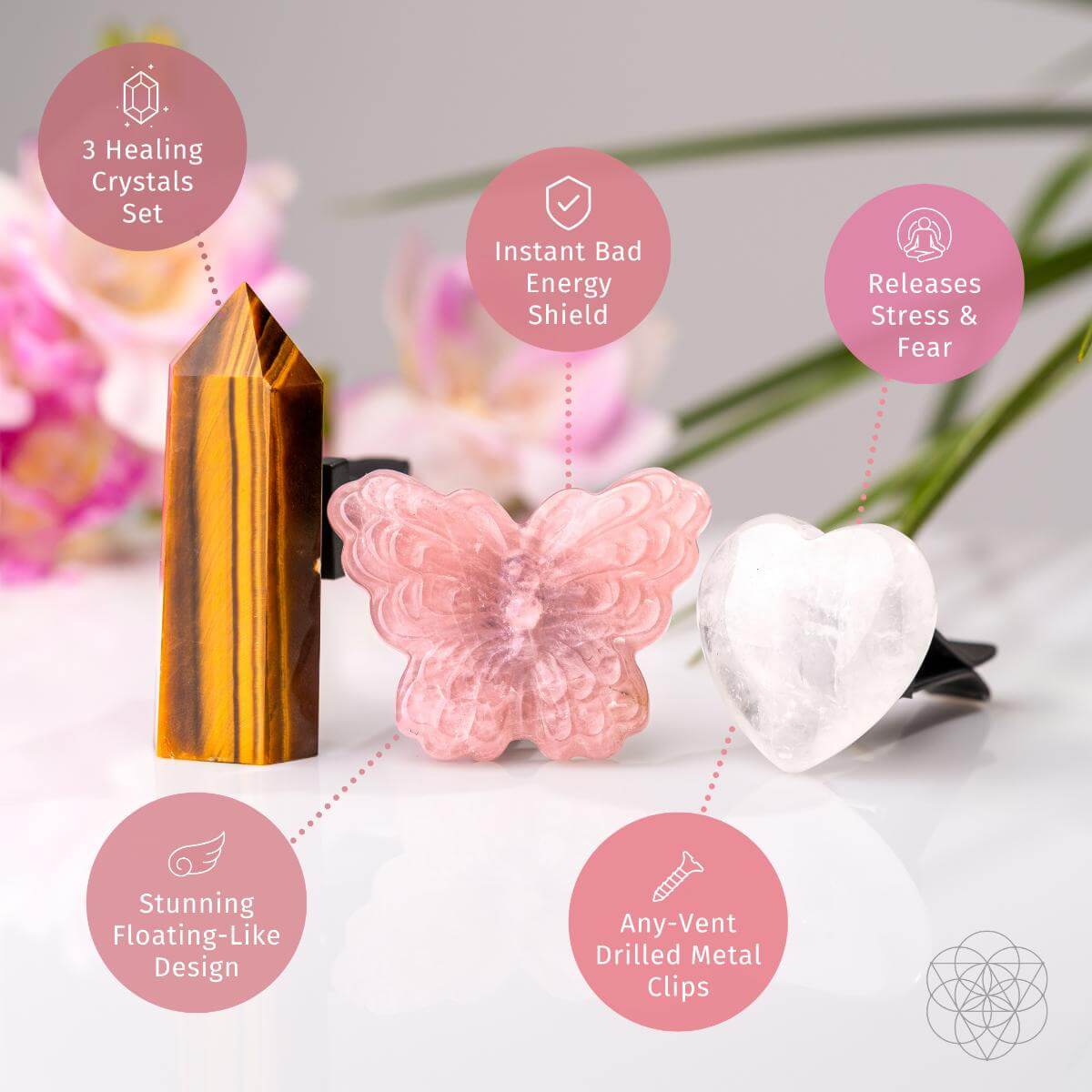 Healing Butterfly – Crystal Car Kit of Safety Conscious Items