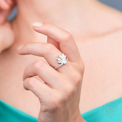 I Am Divinely Guided: 111 Angel Number Silver Lotus Ring Conscious Items
