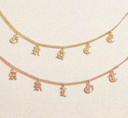 Personalized Name Necklace in Gothic Design Style