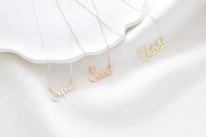 Gold Signature Name Necklace - Personalized Cursive Design