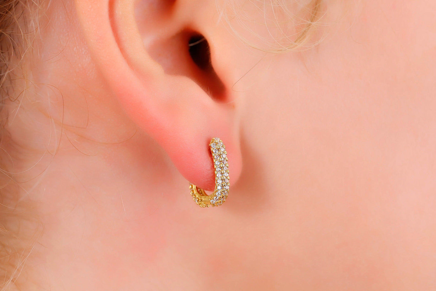 Sparkling Silver Diamond Huggie Earrings | Dainty CZ Cartilage Hoops for Your Earring Stack | Perfect Gift Idea