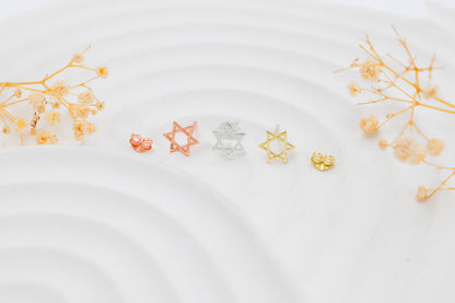 Star of David Earrings in 925 Sterling Silver and Gold