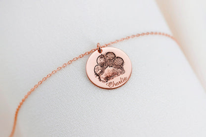 Personalized Pet Paw Print Necklace | Perfect Gift for Dog & Cat Lovers