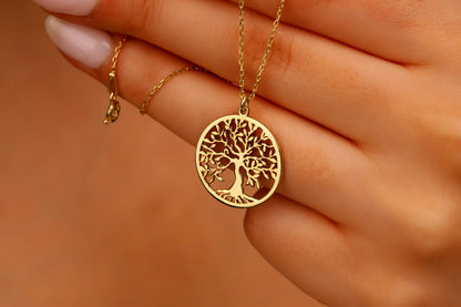 Celtic Tree of Life Gold Pendant Necklace | 925 Sterling Silver Family Tree Jewelry | Perfect Gift for Mom