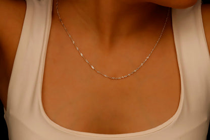 Shimmering Singapore Twist Chain Necklace | Luxurious Elegance for Every Occasion
