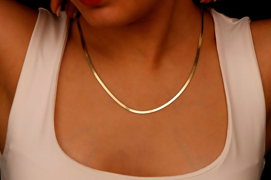 Glimmer & Grace Herringbone Snake Chain Necklace - Dazzling Elegance in Every Curve