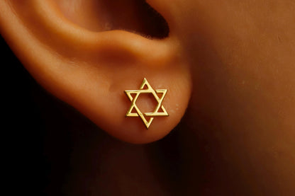 Star of David Earrings in 925 Sterling Silver and Gold