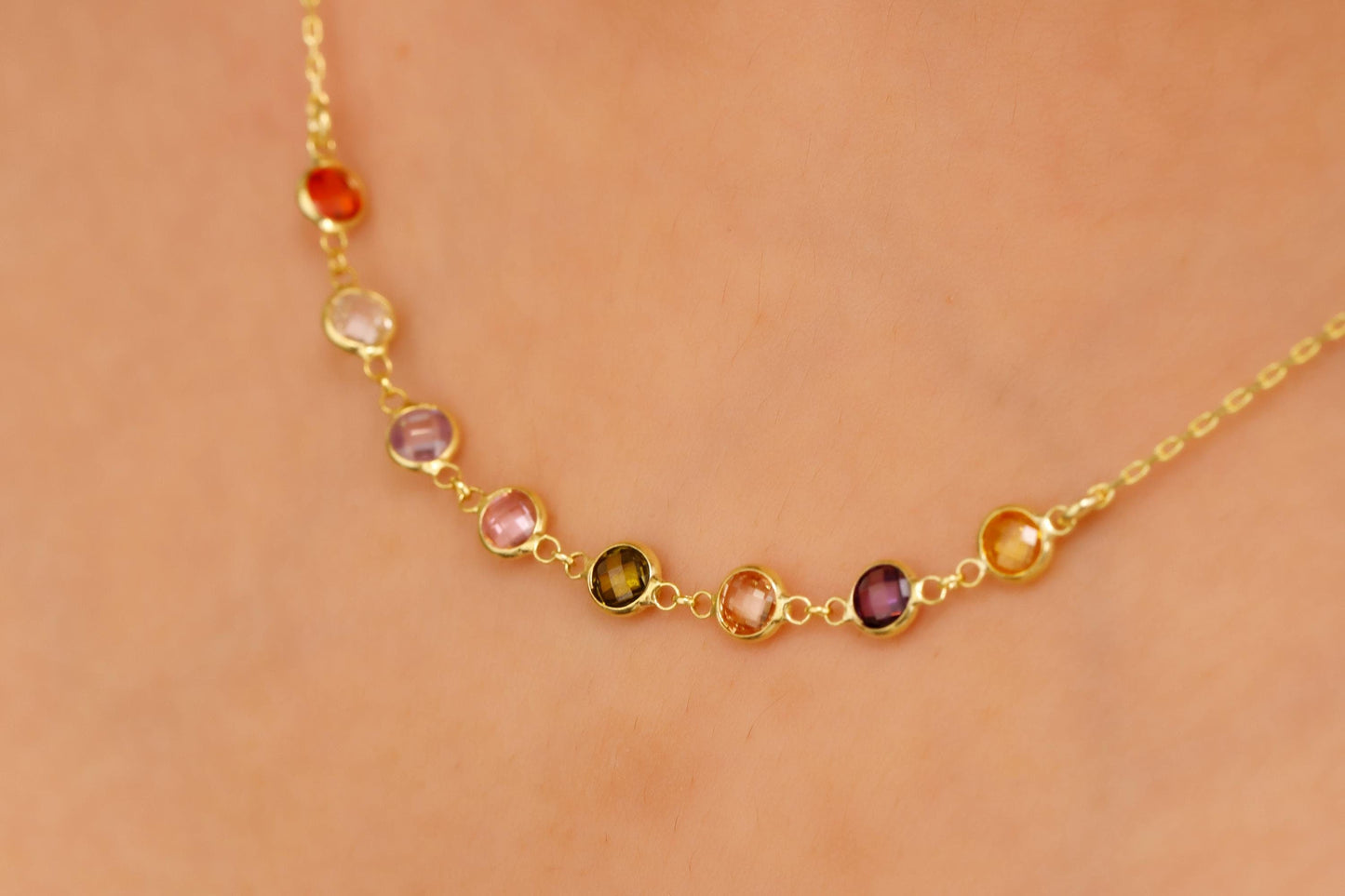 Rainbow Gemstone Choker by SilverGoldandRose