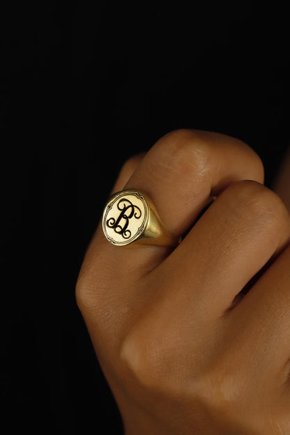Monogrammed Signet Ring - Personalized Elegance for a Unique You