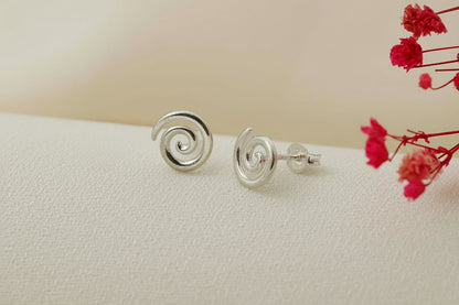 Swirl Earrings - Tiny 925 Sterling Silver Spiral Studs for Effortless Minimalist Style