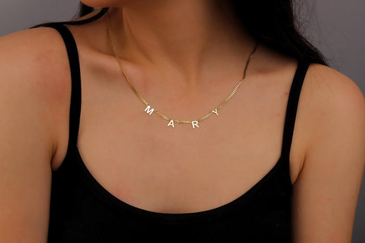 Sparkle & Shine Initial Name Necklace - Personalized Sterling Silver & Gold Letter Jewelry for Her