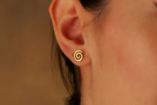 Swirl Earrings - Tiny 925 Sterling Silver Spiral Studs for Effortless Minimalist Style
