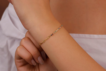 Radiant Luxe Colorful Tennis Bracelet - Dazzling Gemstones & Sparkling Design