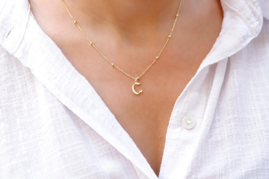 Personalized Old English Initial Necklace | Dainty Letter Jewelry in Silver & Gold