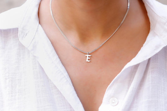 Personalized Old English Initial Necklace | Dainty Letter Jewelry in Silver & Gold